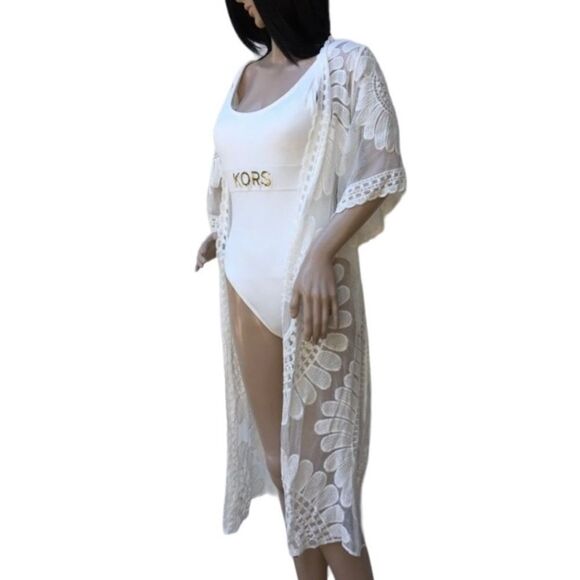 Michael Kors New One Piece White Signature Logo Swimsuit 6 NWT - Picture 12 of 13